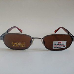 NWT Vintage 90's Nickel Rectangle Metal Sport Sunglass (S.Brown)
